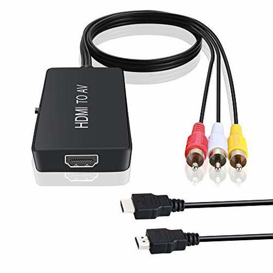 AV to HDMI,RCA to HDMI Converter, 1080P 3RCA Composite CVBS Video Audio  Converter Adapter with HDMI Cable Supporting PAL/NTSC Compatible for PC  Laptop