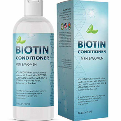 Picture of Natural Biotin Conditioner For Hair Loss - DHT Blocker Hair Growth Hair Follicle Stimulator - Dry Damaged Hair Treatment Sulfate Free With Aloe Vera Jojoba Oil Sea Buckthorn and Argan Oil, 16oz, 473ml