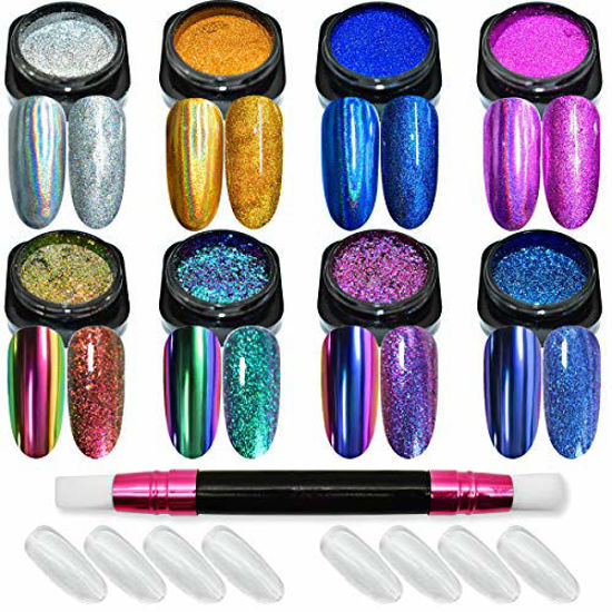 BISHENGYF 2 Colors White Pearl Chrome Nail Powder, Iridescent Aurora Chrome  Dust with Pearlescent Mirror Effect, Ultra-fine Smooth High Gloss for Nail  Art with 2Pcs Sponge Applicators 0.5g/Jar : Amazon.in: Beauty