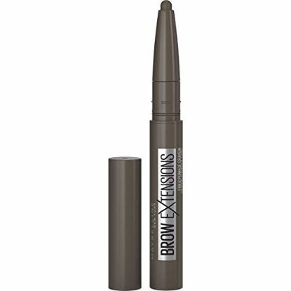 Picture of Maybelline New York Brow Extensions Eyebrow fiber Pomade Crayon, Fiber Stickeyebrow Makeup, Eye Makeup, Soft Matte Finish, for Thicker, Natural looking Eyebrows, 262 Black Brown, 0.014 Oz