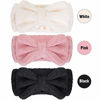Picture of 3 Pack Microfiber Bowtie Headbands Makeup Headbands Wash Spa Yoga Sports Shower Facial Adjustable Hair Band for Girls and Women (Pink, White, Black)