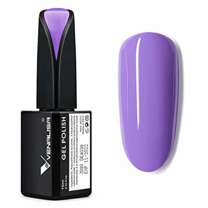 Picture of VENALISA 15ml Gel Nail Polish, Violet Purple Color Soak Off UV LED Nail Gel Polish Nail Art Starter Manicure Salon DIY at Home, 0.53 OZ