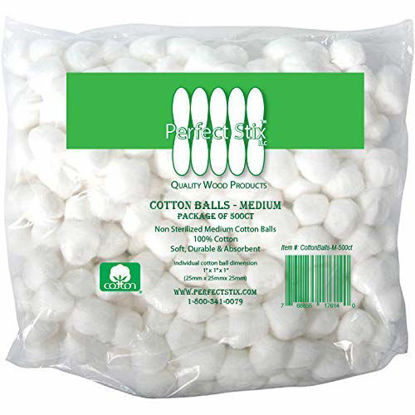 Picture of Perfect Stix - Perfect Stix M Cotton Balls- 1000ct- 1M Medium Cotton Balls 2 Packs of 500. Total 1000