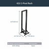 Picture of StarTech.com 42U Mobile Open Frame Network Rack with Wheels- 663lbs - 2 Post 19" Portable Rack for Computer, AV, Media, IT Equipment (2POSTRACK42),Black