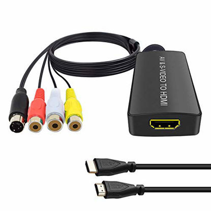 Picture of SVideo to HDMI Converter 3RCA AV S-Video R/L Audio Vdieo Converter Adapter Support 1080P/ 720P Compatible with WII U PS2/ PS3 STB Xbox VHS VCR Blue-Ray DVD Players