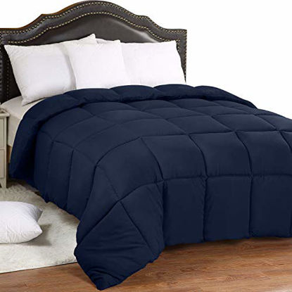Picture of Utopia Bedding All Season 250 GSM Comforter - Soft Down Alternative Comforter - Plush Siliconized Fiberfill Duvet Insert - Box Stitched (Full/Queen, Navy)