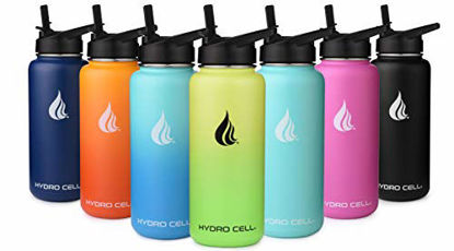 Picture of Hydro Cell Stainless Steel Water Bottle with Straw & Wide Mouth Lids (32 oz) - Keeps Liquids Perfectly Hot or Cold with Double Wall Vacuum Insulated Sweat Proof Sport Design (Teal 32 oz)