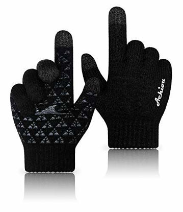 Picture of Achiou Winter Knit Gloves Thicken Warm Touchscreen Thermal Soft Lining Texting Generation  Upgraded