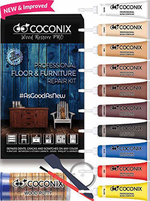 Picture of Coconix Floor and Furniture Repair Kit - Restorer of Your Wooden Table, Cabinet, Veneer, Door and Nightstand - Super Easy Instructions Matches Any Color - Restore Any Wood, Cherry, Walnut, Hardwood