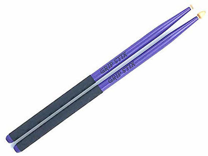 Picture of GRIP STIX 15" Long PURPLE with Black NON-SLIP Grip Drumsticks -Ideal for All Drumming, Fitness, Aerobic & Workout Exercises