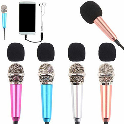 Picture of 4Pcs Mini Microphone with Omnidirectional Stereo Mic for Voice Recording, Portable Microphone Chatting and Singing on Apple Phone, Android