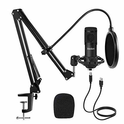 Picture of Studio USB Condenser Microphone, ikedon Professional 192kHz/24bit Cardioid Recording Microphone, Plug&Play Computer Microphone Kit with Scissor Arm, Streaming Mic for Podcasting YouTube Gaming -S663