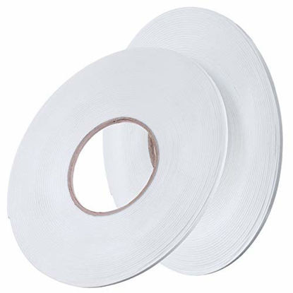 Picture of 2 Rolls Double Sided Foam Tape White PE Foam Tape Sponge Soft Mounting Adhesive Tape (1/8 Inch by 50 Feet)