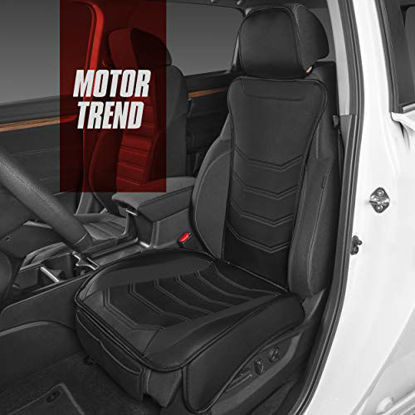 Picture of Motor Trend MTSC-9210-BK LuxeFit Black Faux Leather Car Seat Cover for Front Seats, 1 Piece - Padded Universal Fit Luxury Cover, Faux Leather Sideless Protector for Car Truck Van & SUV