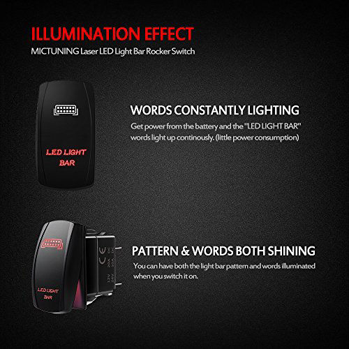 Off-road Light Bar Switch With Jumper Wires MICTUNING 5-Pin LED Light Bar Rocker Switch - 20A 12V Blue Illuminated On-Off Switch For Off-Road Lights Automotive Toggle Switch - Foto 7