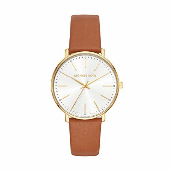 Picture of Michael Kors Women's Stainless Steel Quartz Watch with Leather Strap, Brown, 18 (Model: MK2740)