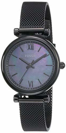 Picture of Fossil Women's Carlie Mini Quartz Mesh Three-Hand Watch, Color: Black (Model: ES4613)
