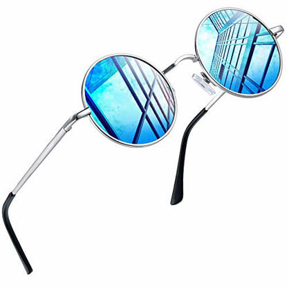 Picture of Joopin Polarized Lennon Round Sunglasses Women Men Circle Hippie Sun Glasses (Blue)