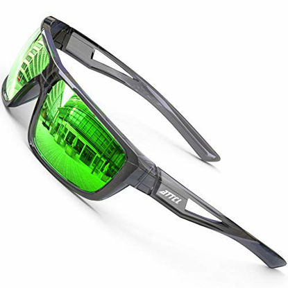 Picture of ATTCL Sports Polarized Sunglasses For Men Cycling Driving Fishing 100% UV Protection J2021 Clear+green