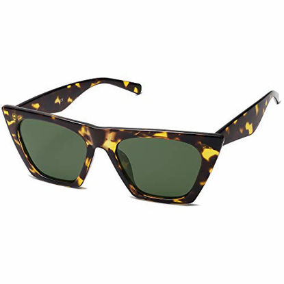 Picture of SOJOS Retro Square Cateye Polarized Women Sunglasses Trendy Style BELLA SJ2115 with Dark Tortoise Frame/G15 Lens