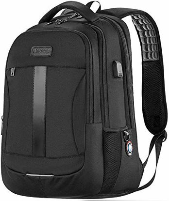 Picture of Laptop Backpack, 15.6-17 Inch Sosoon Travel Backpack for Laptop and Notebook, High School College Bookbag for Women Men Boys, Anti-Theft Water Resistant Bussiness Bag with USB Charging Port, Black