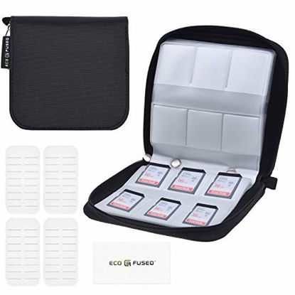 Picture of Eco-Fused Memory Card Case - Fits up to 44x SD, SDHC, Micro SD, Mini SD and 4X CF - Holder with 44 Slots (8 Pages) - for Storage and Travel - Microfiber Cleaning Cloth and Labels Included