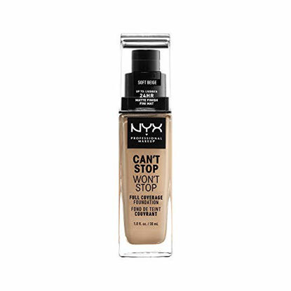Picture of NYX PROFESSIONAL MAKEUP Can't Stop Won't Stop Full Coverage Foundation - Soft Beige, Medium With Light Undertone