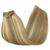 Picture of GOO GOO Clip in Hair Extensions Ombre Light Blonde Highlighted Golden Blonde 20 Inch 7pcs 120g Remy Clip in Human Hair Extensions Thick Straight Real Hair Extensions