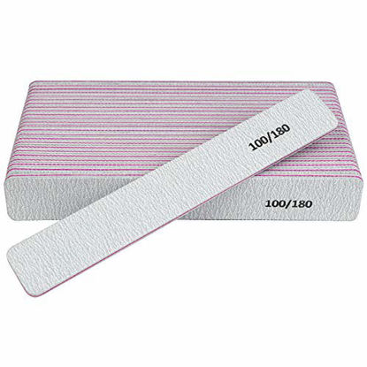 Picture of Nail File 12 PCS Professional Reusable 100/180 Grit Double Sides Washable Nail File Manicure Tools for Poly Nail Extension Gel and Acrylic Nails Tools Suit for Home Salon