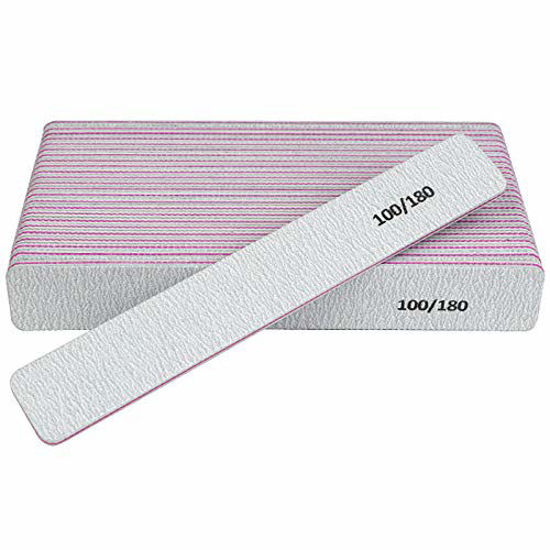 Picture of Nail File 12 PCS Professional Reusable 100/180 Grit Double Sides Washable Nail File Manicure Tools for Poly Nail Extension Gel and Acrylic Nails Tools Suit for Home Salon