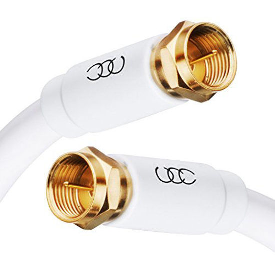 Picture of Coaxial Cable Triple Shielded CL3 in-Wall Rated Gold Plated Connectors (12ft) RG6 Digital Audio Video with Male F Connector Pin - 12 Feet