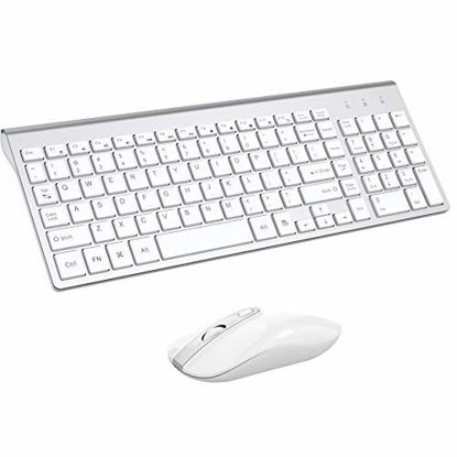 Picture of Wireless Keyboard Mouse Combo, Cimetech Compact Full Size Wireless Keyboard and Mouse Set 2.4G Ultra-Thin Sleek Design for Windows, Computer, Desktop, PC, Notebook, Laptop - Silver
