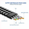 Picture of Cat 8 Ethernet Cable 6 ft 2 Pack, 26AWG Nylon Braided High Speed Heavy Duty Cat8 Network LAN Patch Cord, 40Gbps 2000Mhz SFTP RJ45 Flat Cable Shielded in Wall, Indoor&Outdoor for Modem/Router/Gaming/PC