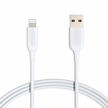 Picture of Amazon Basics Lightning to USB Cable - MFi Certified Apple iPhone Charger, White, 6-Foot (Durability Rated 4,000 Bends)