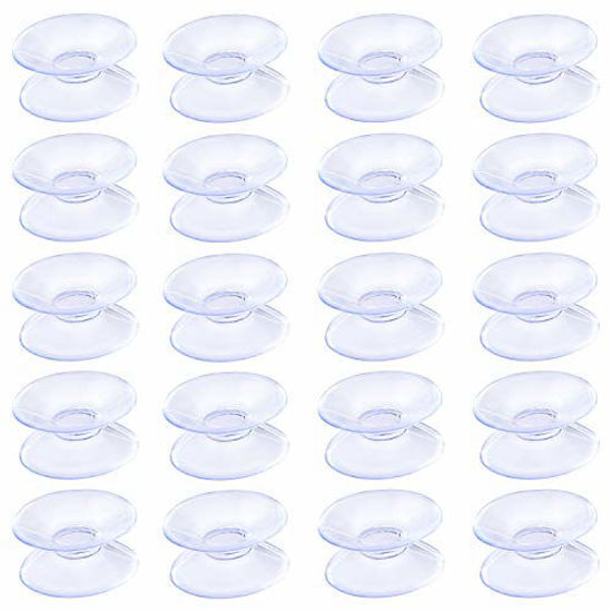Picture of Pawfly 20 Pack Double Sided Suction Cups 4/5 Inch Clear PVC Plastic Sucker for Glass Table Mirror