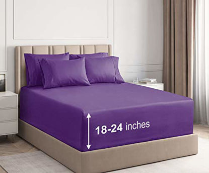 Picture of Extra Deep Pocket Sheets - 6 Piece Sheet Set - Queen Sheets Deep Pocket- Extra Deep Pocket Queen Sheets - Deep Fitted Sheet Set - Extra Deep Pocket Queen Size Sheets - Easily Fits Extra Deep Mattress