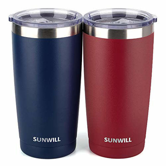 Durable Insulated Coffee Mug Stainless Steel Vacuum Insulated Double Wall Travel Tumbler Rose Gold SUNWILL 20oz Tumbler with Lid Thermal Cup with Splash Proof Sliding Lid 