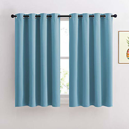 Picture of NICETOWN Blackout Curtains 54 Long - Window Treatment Thermal Insulated Solid Grommet Blackout Curtains/Panels/Drapes for Bedroom (Set of 2 Panels, 52 by 54 Inch, Teal Blue)