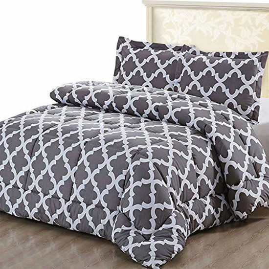 GetUSCart- Utopia Bedding Printed Comforter Set (Full, Grey) with 2 Pillow  Shams - Luxurious Brushed Microfiber - Down Alternative Comforter - Soft  and Comfortable - Machine Washable