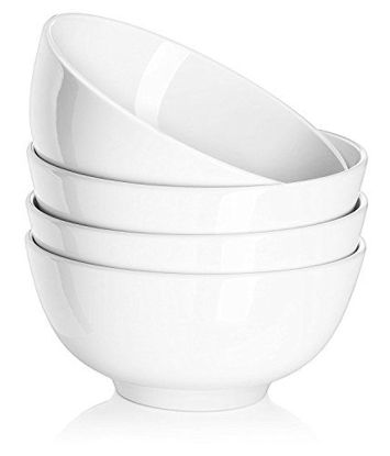 Picture of DOWAN 10 Ounce Small Cereal and Soup Bowls, Sturdy Porcelain Bowl, Dishwasher Microwave Safe, Portion Control Bowls for Ice Cream Dessert Rice, 4.5 Inches, White