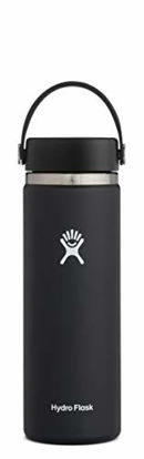 Picture of Hydro Flask Water Bottle - Stainless Steel & Vacuum Insulated - Wide Mouth 2.0 with Leak Proof Flex Cap - 20 oz, Black