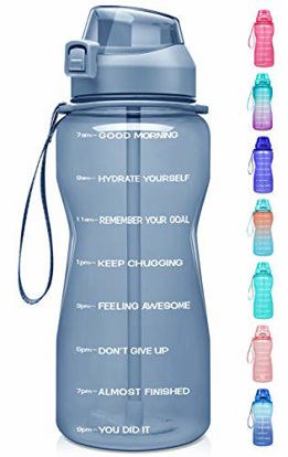 Picture of Fidus Large Half Gallon/64oz Motivational Water Bottle with Time Marker & Straw,Leakproof Tritan BPA Free Water Jug,Ensure You Drink Enough Water Daily for Fitness,Gym and Outdoor Sports-Gray