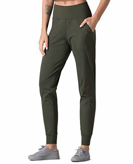 Picture of Dragon Fit Joggers for Women with Pockets,High Waist Workout Yoga Tapered Sweatpants Women's Lounge Pants (Joggers78-Dark Olive, X-Large)