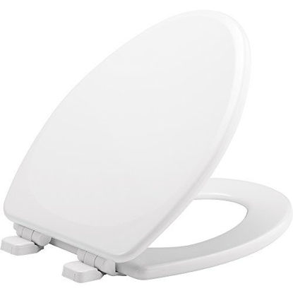 Picture of MAYFAIR 1843SLOW 000 Lannon Toilet Seat will Slow Close and Never Loosen, ELONGATED, Durable Enameled Wood, White
