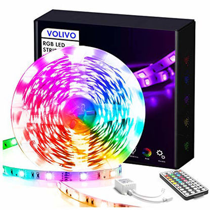 Picture of Volivo Led Strip Lights for Bedroom 25ft, Flexible RGB Led Lights for Bedroom Color Changing Led Rope Lights Strip with Remote