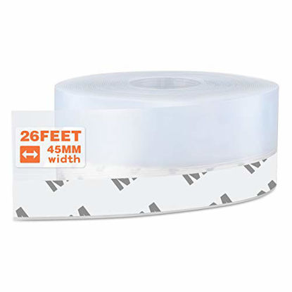 Picture of 26 Feet Silicone Seal Strip,Door Weather Stripping Door Seal Strip Window Seal Silicone Sealing Tape for Door Draft Stopper Adhesive Tape for Doors Windows and Shower Glass Gaps (Transparent, 45MM)