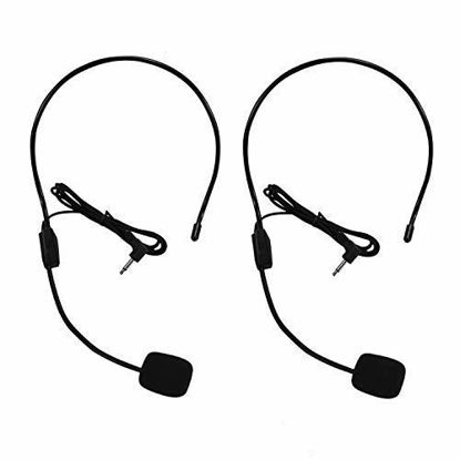 Picture of Set of 2 Headset Microphone, Flexible Wired Boom for Voice Amplifier,Teachers, Speakers, Coaches, Presentations, Seniors and More, Black