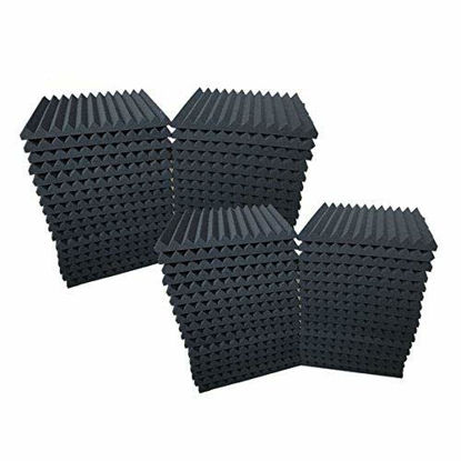 Picture of 48 Pack Acoustic Foam Panel Wedge Studio Soundproofing Wall Tiles 12" X 12" X 1"