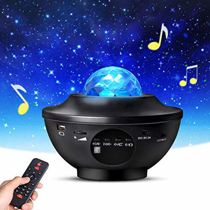Picture of Star Projector, Galaxy Projector with Remote Control, Eicaus 3 in 1 Night Light Projector with LED Nebula Cloud/Moving Ocean Wave for Kid Baby, Built-in Music Speaker, Voice Control (Black)
