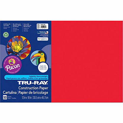 Picture of Tru-Ray Heavyweight Construction Paper, Festive Red, 12" x 18", 50 Sheets
